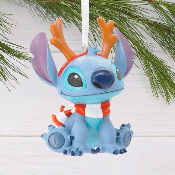 Set of Lilo & Stitch Christmas Ornaments - Reindeer Stitch and Stitch w/ Scrump - Picture 2 of 8